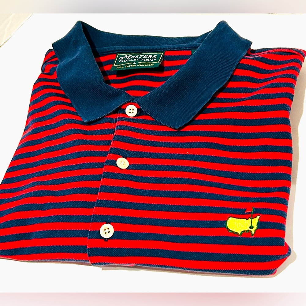 Augusta Masters Collection Mens Short Sleeve Golf Polo Sz Large Classic Preppy